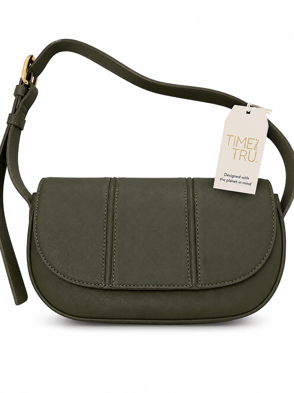 Time and Tru Dark Olive Green Shoulder Bag